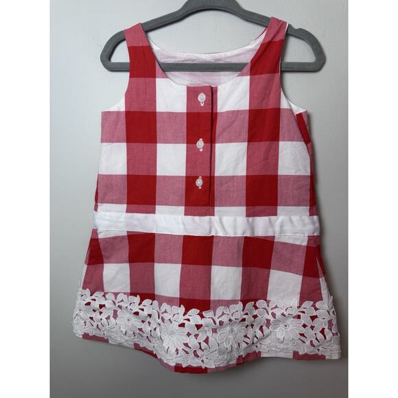 Janie and Jack Sz 12-18 Months Midsummer Picnic Plaid Lace Trim Dress Lined $69 - Picture 2 of 9